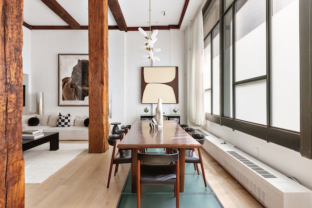 62 Beach St Tha, Unit Tha, New York City, NY 10013 - dining room featuring light wood finished floors and beam ceiling