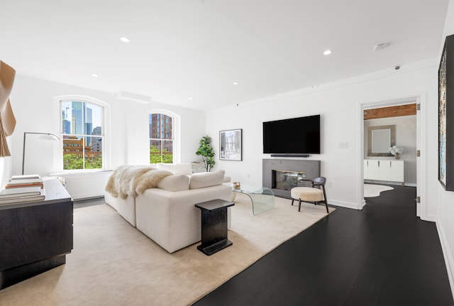 44 Laight St Unit 6C, New York City, NY 10013 - living room featuring wood finished floors and recessed lighting