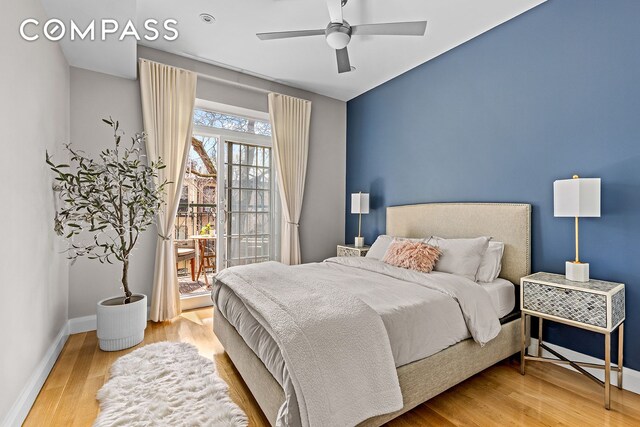 330 Bergen St Unit 3D, New York City, NY 11217 - bedroom with wood finished floors, baseboards, and a ceiling fan