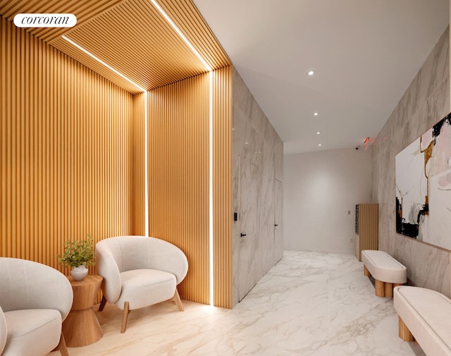 common area with recessed lighting