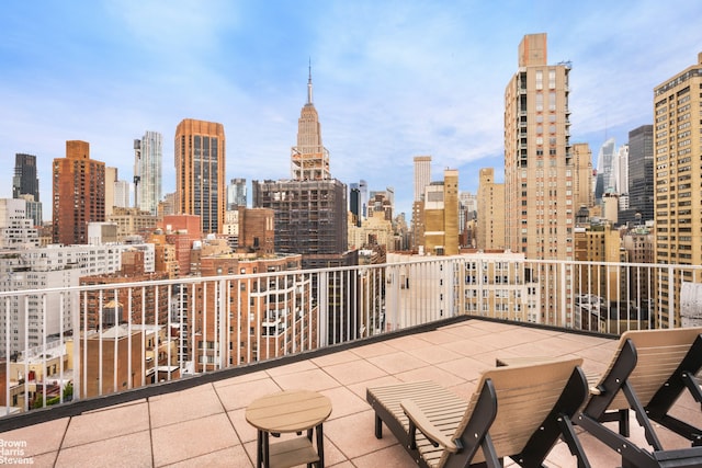 balcony featuring a view of skyline