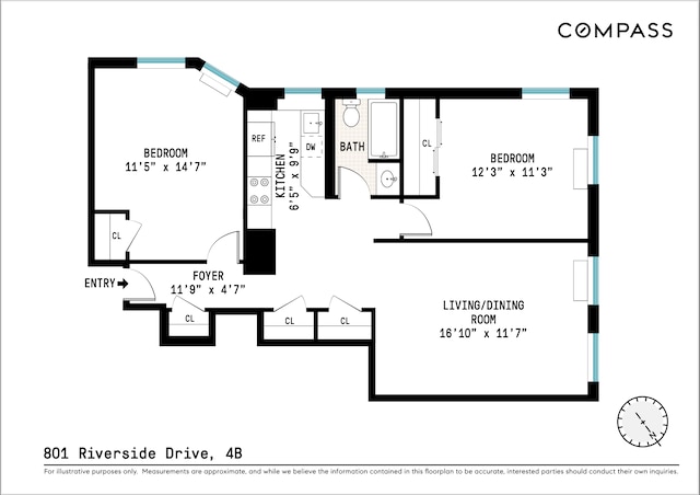 801 Riverside Dr Unit 4B, New York City, NY 10032 - home floor plan