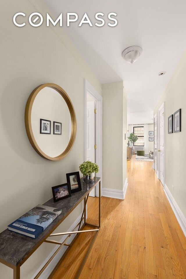 801 Riverside Dr Unit 4B, New York City, NY 10032 - corridor featuring light wood finished floors and baseboards