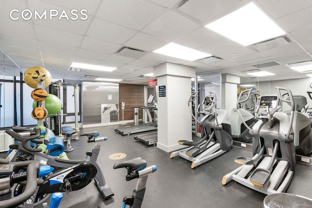 319 Schermerhorn St Unit 5D, New York City, NY 11217 - workout area with a drop ceiling