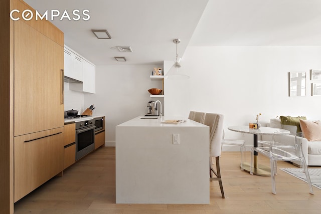 319 Schermerhorn St Unit 5D, New York City, NY 11217 - kitchen featuring appliances with stainless steel finishes, light wood-type flooring, a sink, and modern cabinets