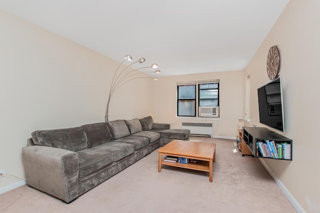 640 W 239th St Unit 1A, New York City, NY 10463 - carpeted living area featuring radiator heating unit and cooling unit