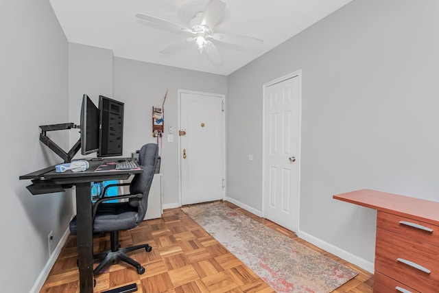 640 W 239th St Unit 1A, New York City, NY 10463 - home office featuring baseboards and ceiling fan
