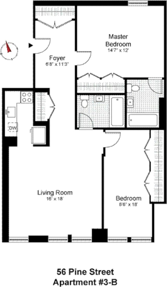 56 Pine St Unit 3B, New York City, NY 10005 - floor plan / room layout