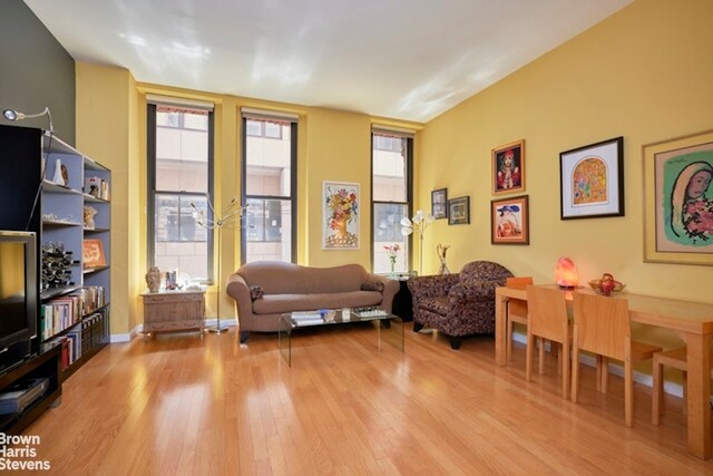 56 Pine St Unit 3B, New York City, NY 10005 - living room featuring wood finished floors and french doors
