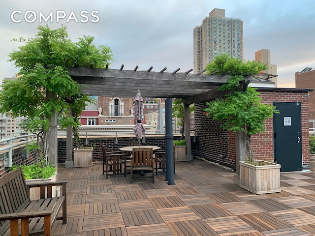 1349 Lexington Ave Unit 8C, New York City, NY 10128 - view of patio / terrace featuring a pergola and outdoor dining space