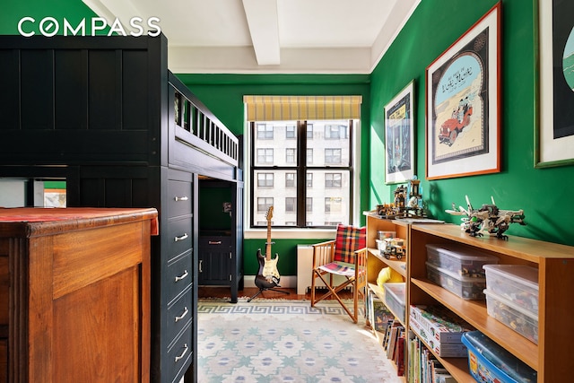1349 Lexington Ave Unit 8C, New York City, NY 10128 - bedroom with beamed ceiling