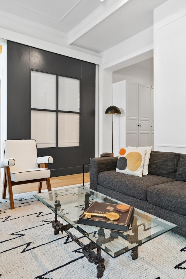 living room with wood finished floors