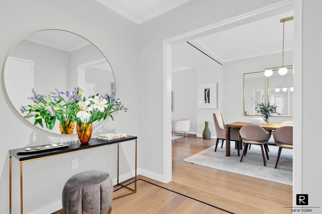350 W 71st St Ph-A, Ph-A New York City, NY 10023 - hallway featuring light wood-style floors and crown molding