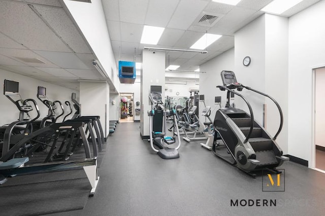 4-74 48th Ave Unit 8-M, New York City, NY 11109 - workout area featuring a paneled ceiling