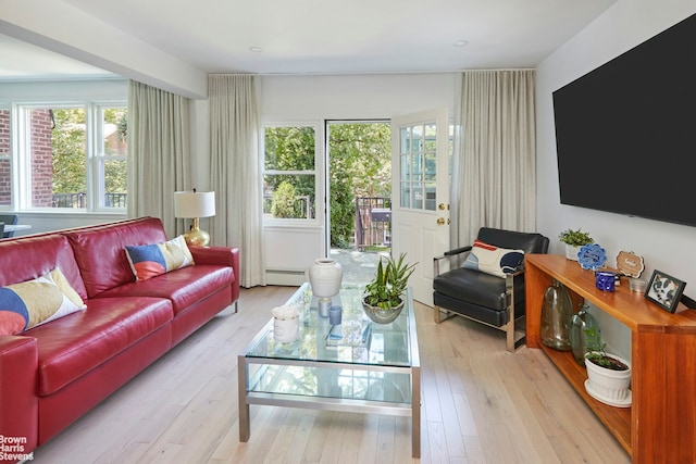 4601 Henry Hudson Pkwy Unit A7, New York City, NY 10471 - living room with baseboard heating, plenty of natural light, and light wood-style floors