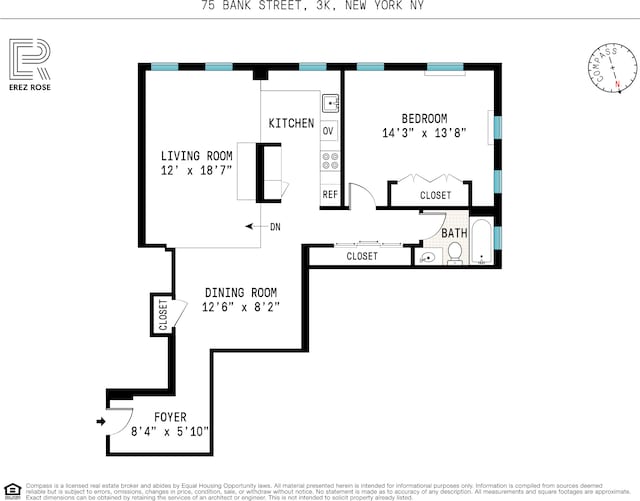 75 Bank St Unit 3K, New York City, NY 10014 - home floor plan