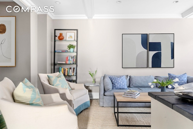 75 Bank St Unit 3K, New York City, NY 10014 - living area featuring crown molding and recessed lighting