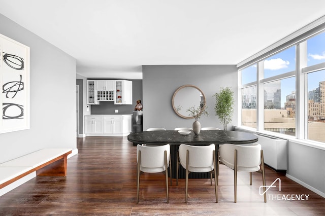 160 W 66th St Unit 17B, New York City, NY 10023 - dining space with dark wood-style floors and a view of city
