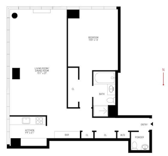 160 W 66th St Unit 17B, New York City, NY 10023 - view of room layout