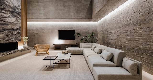 10 Nevins St Unit 26-C, New York City, NY 11217 - living room featuring a fireplace with raised hearth
