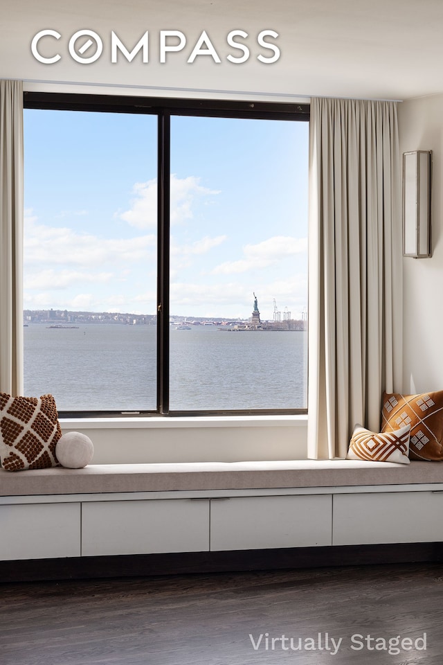 380 Rector Pl Unit 7Lmn, New York City, NY 10280 - sitting room with a water view and dark wood finished floors