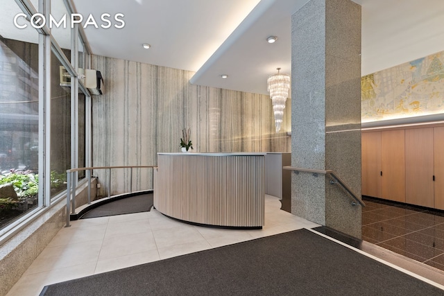 139 E 33rd St Unit 11L, New York City, NY 10016 - reception area featuring wallpapered walls and recessed lighting