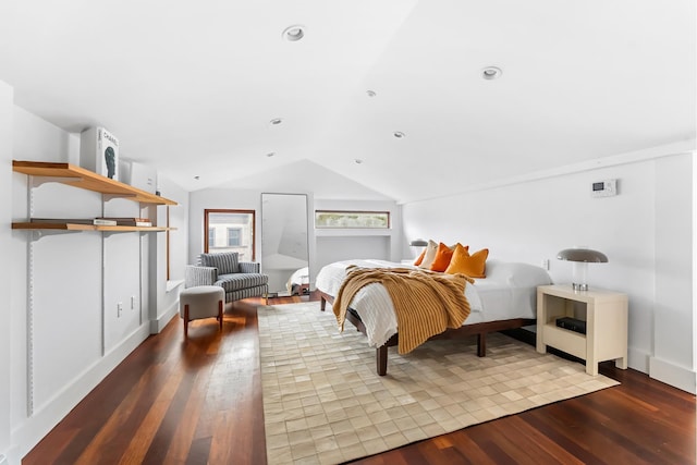268 Cumberland St Unit 4A, New York City, NY 11205 - bedroom featuring vaulted ceiling, wood finished floors, and baseboards