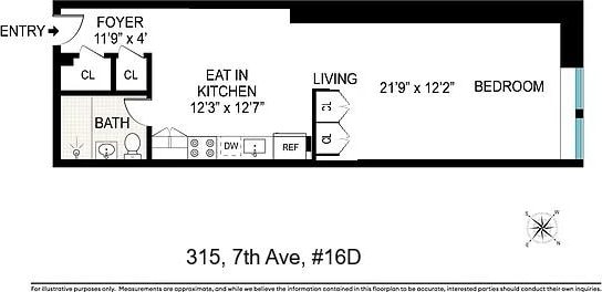 315 7th Ave Unit 16-D, New York City, NY 10001 - floor plan / room layout