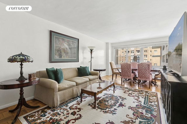 living room with baseboards