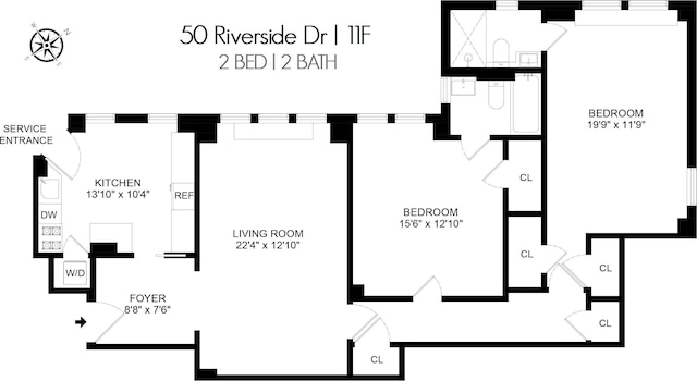 50 Riverside Dr Unit 11-F, New York City, NY 10024 - home floor plan