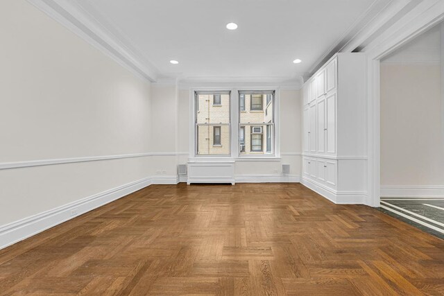 1160 Park Ave Unit 7C, New York City, NY 10128 - bedroom with baseboards, ornamental molding, and wallpapered walls
