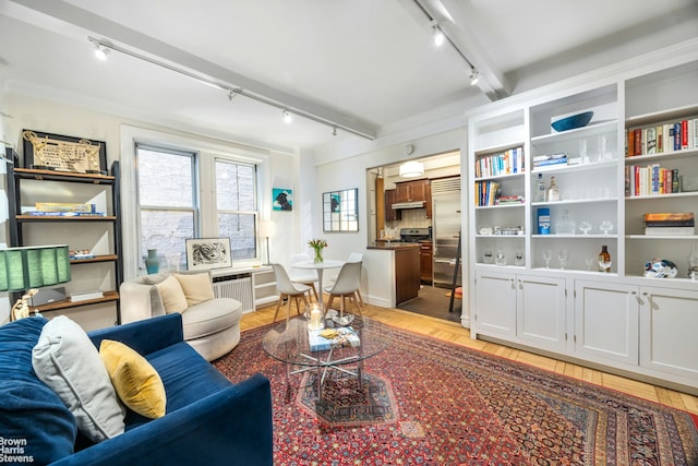 11 W 69th St Unit 1D, New York City, NY 10023 - living area featuring track lighting and light wood finished floors