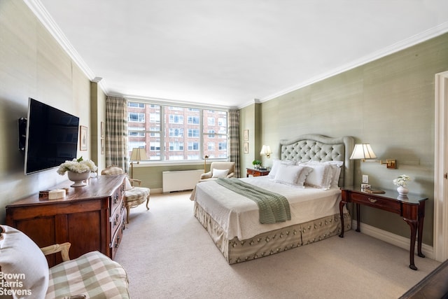 175 E 62nd St Unit 8B, New York City, NY 10065 - carpeted bedroom with ornamental molding, baseboards, and radiator