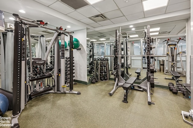 422 E 72nd St Unit 28D, New York City, NY 10021 - exercise room featuring a drop ceiling
