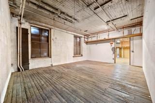 basement featuring hardwood / wood-style floors