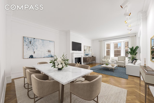36 Gramercy Park E Unit 5W, New York City, NY 10003 - dining area featuring crown molding and baseboards