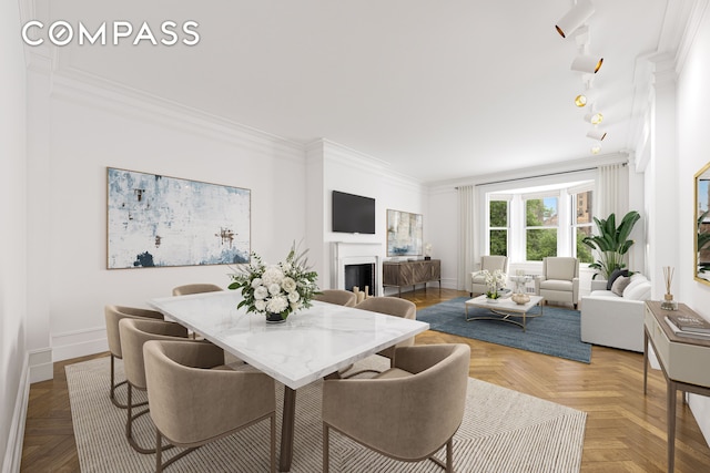 36 Gramercy Park E Unit 5W, New York City, NY 10003 - dining space featuring baseboards and crown molding