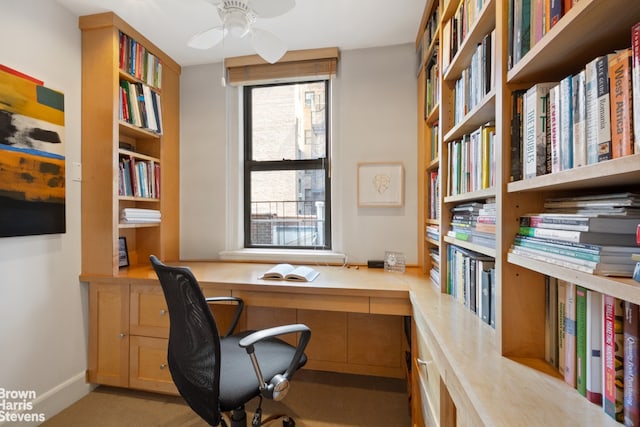 74 W 68th St Unit 8De, New York City, NY 10023 - office space featuring built in study area, a ceiling fan, and built in features