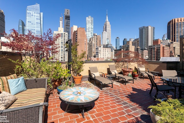 view of patio / terrace with a skyline view