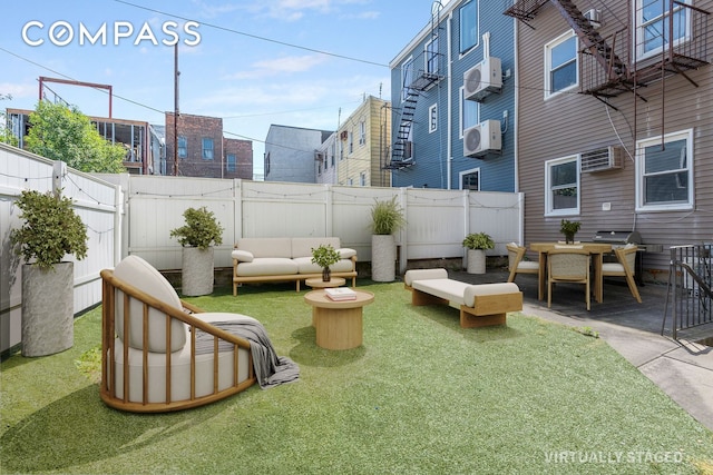 269 Ainslie St, New York City, NY 11211 - exterior space featuring fence private yard, ac unit, and a patio