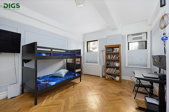 760 W End Ave Unit 1A, New York City, NY 10025 - bedroom featuring an office area and a wall mounted air conditioner