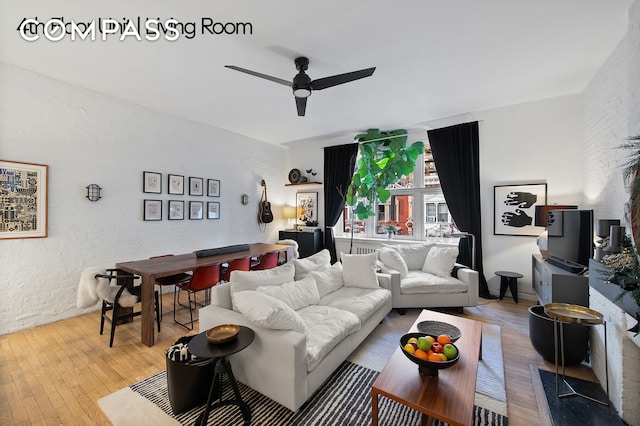 126 W 78th St, New York City, NY 10024 - living area with ceiling fan and wood-type flooring