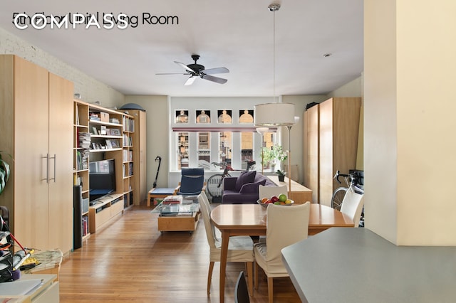 126 W 78th St, New York City, NY 10024 - dining area featuring ceiling fan and light wood-style flooring
