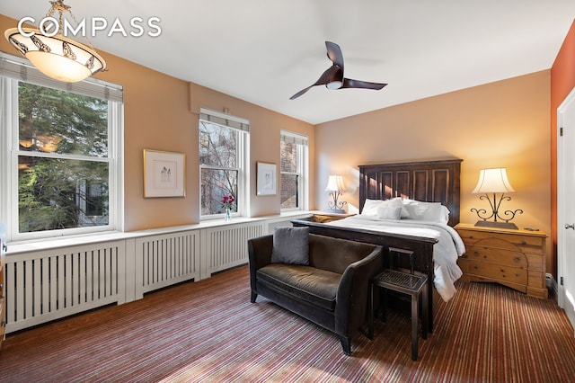 126 W 78th St, New York City, NY 10024 - carpeted bedroom featuring multiple windows and ceiling fan