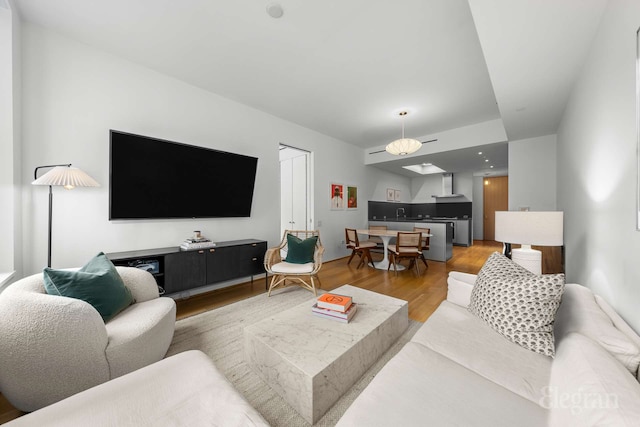living room featuring light wood finished floors