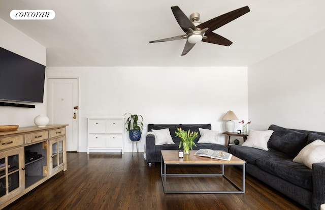 67-30 Clyde St Unit 5P, New York City, NY 11375 - living area with ceiling fan and wood finished floors