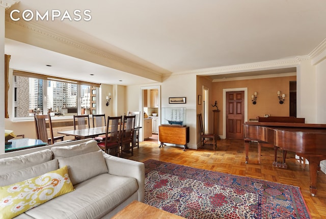 45 E End Ave Unit 10F, New York City, NY 10028 - living room with ornamental molding and baseboards