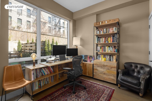 office area featuring wood finished floors
