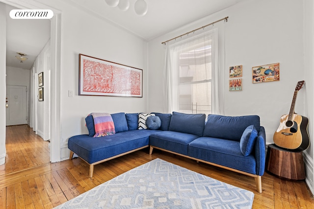 living room with light wood finished floors