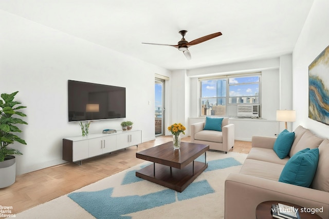 575 Grand St Unit E1806, New York City, NY 10002 - living area with ceiling fan